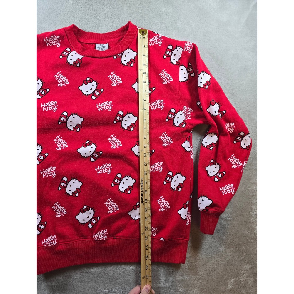 Hello Kitty Sweatshirt Womens S Red All Over Print Sanrio Crewneck Pilling - Picture 4 of 10